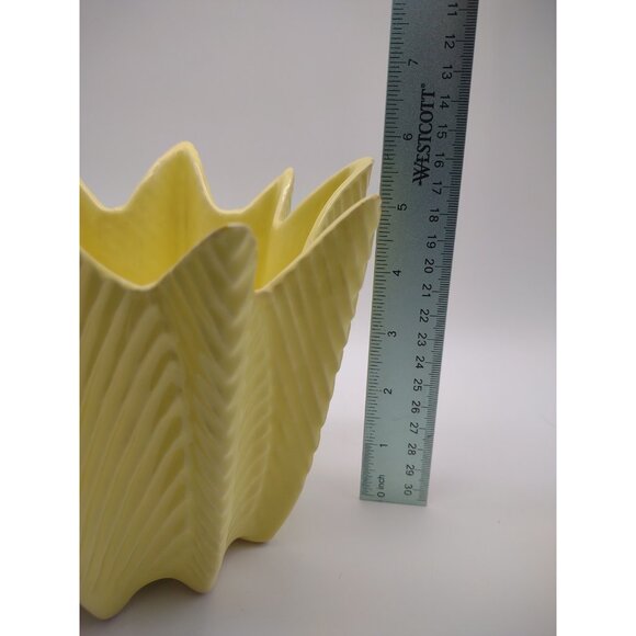 Vintage MCM Shawnee Sunny Yellow Fern Design Ceramic Planter, No Hole, READ - Picture 9 of 17